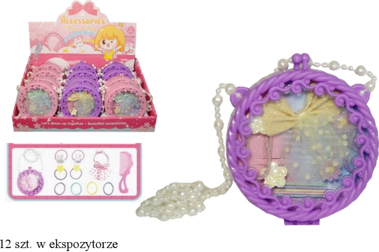 Girls’ set of hair elastics with comb in a decorative pouch