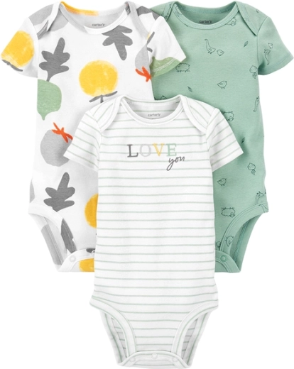 CARTER'S baby short-sleeve bodysuits veggies neutral, 3 pcs – PRO, size 46