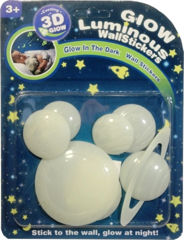 Glow-in-the-dark wall stickers of planets for kids’ room