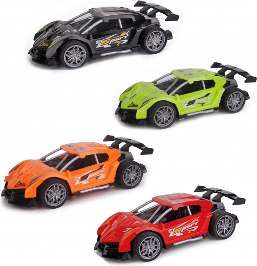 Lenktyninis automobilis su inerciniu mechanizmu