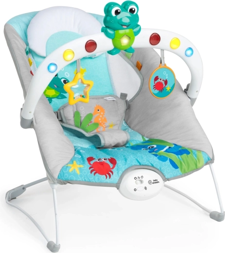 Muzikinis vibruojantis gultukas su švieselėmis Kick to It Neptune BABY EINSTEIN