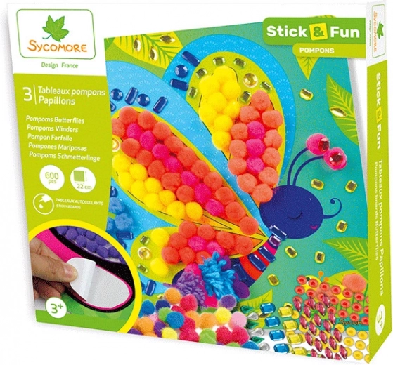 Stick & Fun dekoravimas pomponais Drugeliai