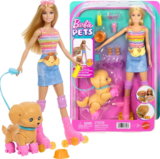 Mattel Barbie Pets rinkinys su šuniuku ant riedučių ir priedais