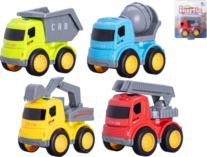 Statybinės mašinėlės 9 cm su inerciniu mechanizmu – 4 rūšių rinkinys