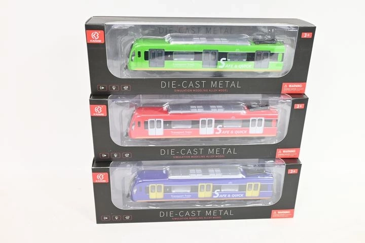 Metalinis metro modelis su šviesa ir garsu dėžutėje