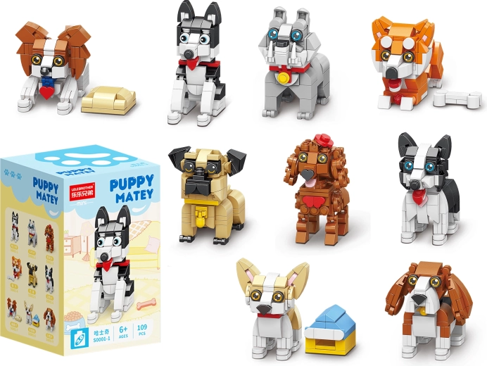 Puppy Matey mini konstruktorius mieli šuniukai (9 variantai) – 1 vnt.