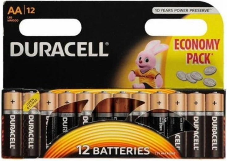 Šarminės baterijos AA DURACELL MN1500, pakuotė 12 vnt.