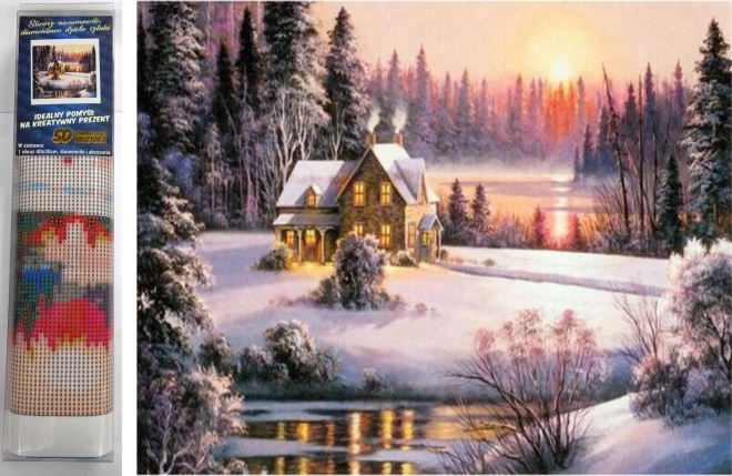 Diamond painting Snowy House 30 × 40 cm