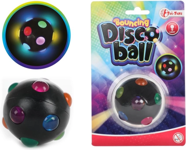 Šviečiantis šokinėjantis kamuoliukas „Disco“, 6 cm