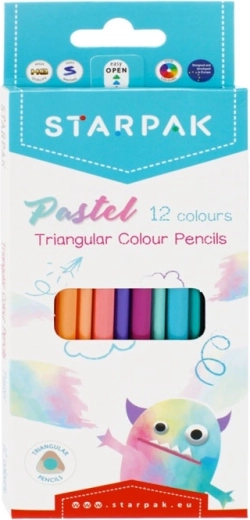 Starpak trikampės spalvotos pieštukės pastelinių spalvų 12 vnt.