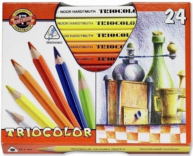 Triangular Jumbo Colored Pencils KOH-I-NOOR Triocolor 24 pcs