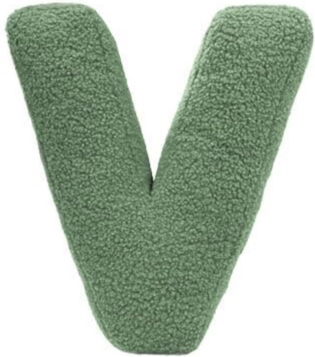 Mealini pliušinė raidė V, žalia – 1 vnt.