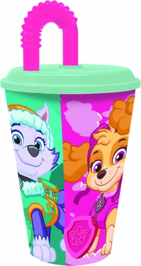 Plastikinis puodelis su šiaudeliu PAW Patrol 430 ml