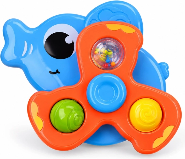 Cheerful animals with a rattle