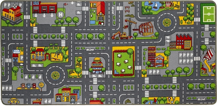 Double-sided kids’ play rug 2-in-1 city and farm PARADISO 67 × 100 cm