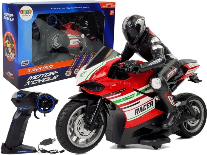RC sportinis motociklas 2,4 GHz, veikimo nuotolis 35 m, raudonas