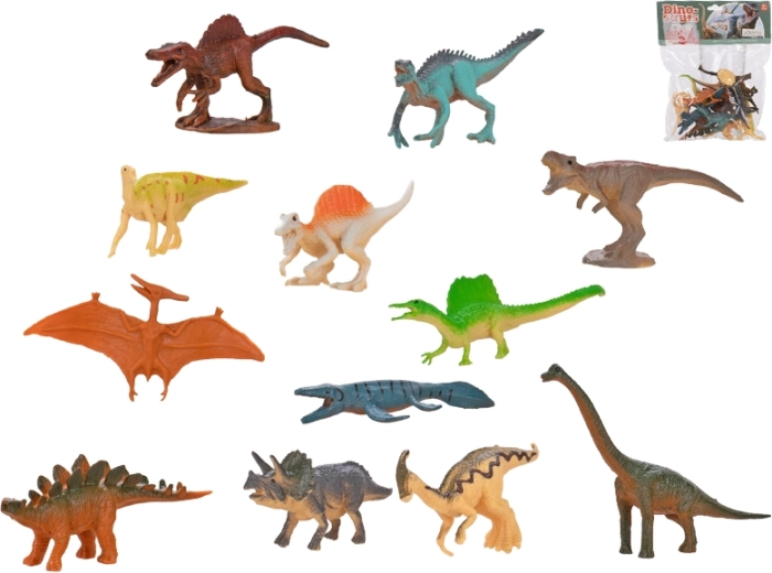 Set of 12 Dinosaur Figures (6.5–10 cm) in Bag