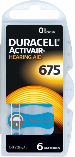 Hearing Aid Batteries DURACELL Activair 675, 6 pcs