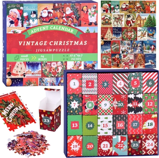 Advent calendar puzzle – 24 vintage-style Christmas jigsaws