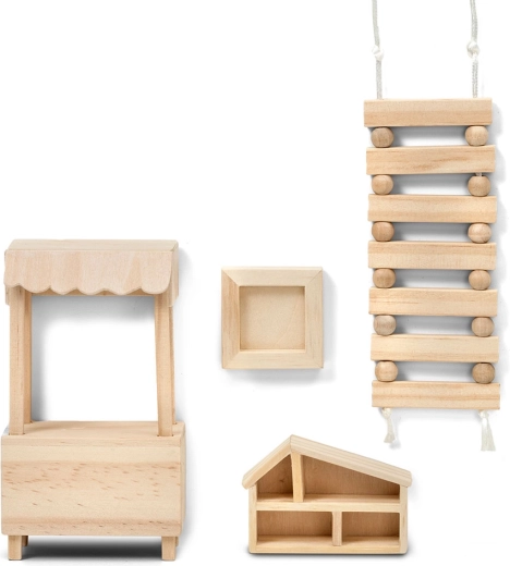 Lundby kūrybinis medinių priedų rinkinys lėlių nameliui (DIY)