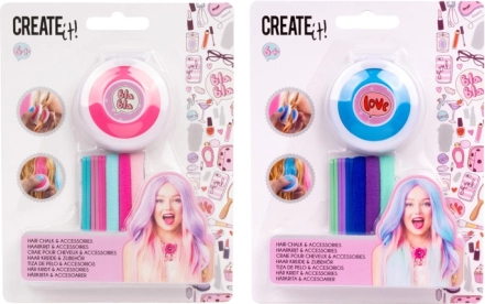 Plaukų dažų kreidelių rinkinys su gumytėmis CREATE IT!