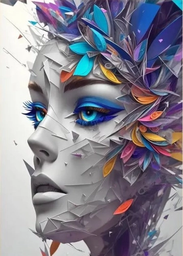 Deimantinė tapyba – abstraktus moters portretas 30 × 40 cm