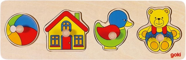 Medinė dėlionė su žaislais goki