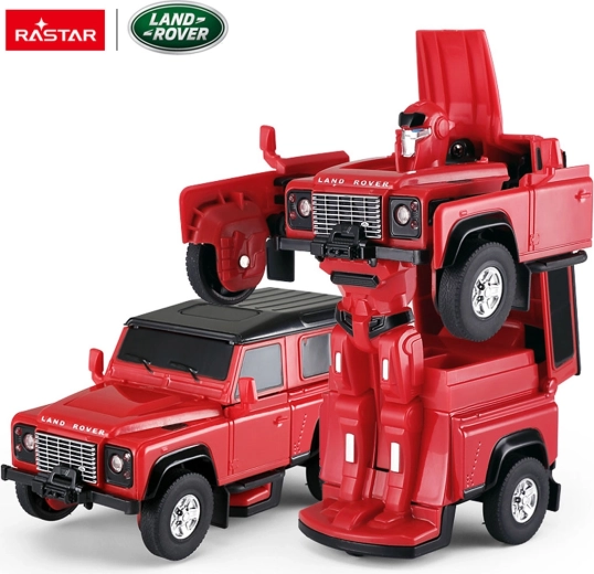 Metalinis automobilis ir robotas 2v1 Land Rover Defender RASTAR 1:32 raudonas