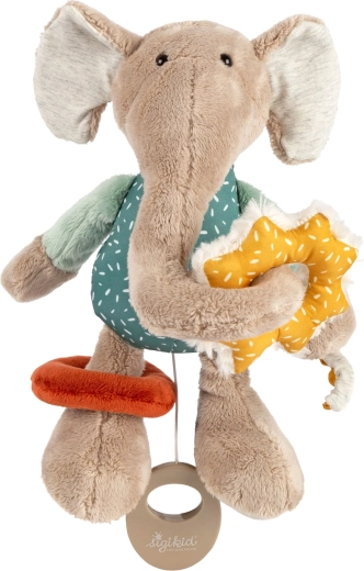 Sigikid lavinamasis pliušinis žaislas drambliukas su muzikiniu mechanizmu 27 cm
