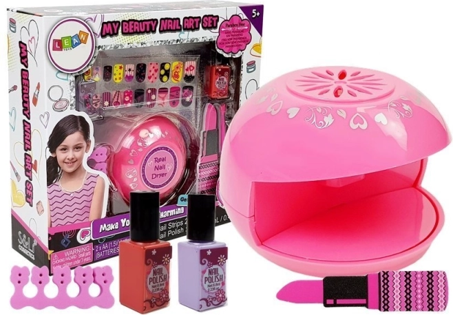 Nail Set with Polishes, Dryer, and Stickers for Kids