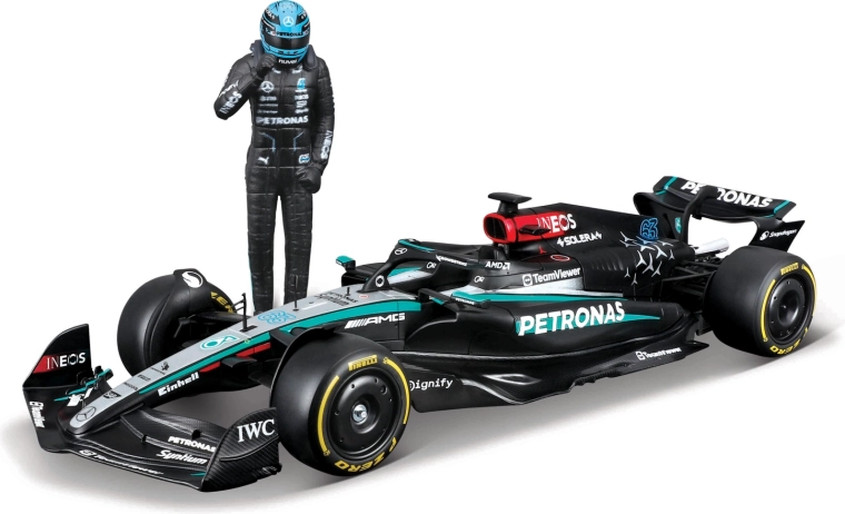 Bburago F1 Mercedes-AMG Petronas W15 2024 George Russell 1:24 modelis su figūrėle