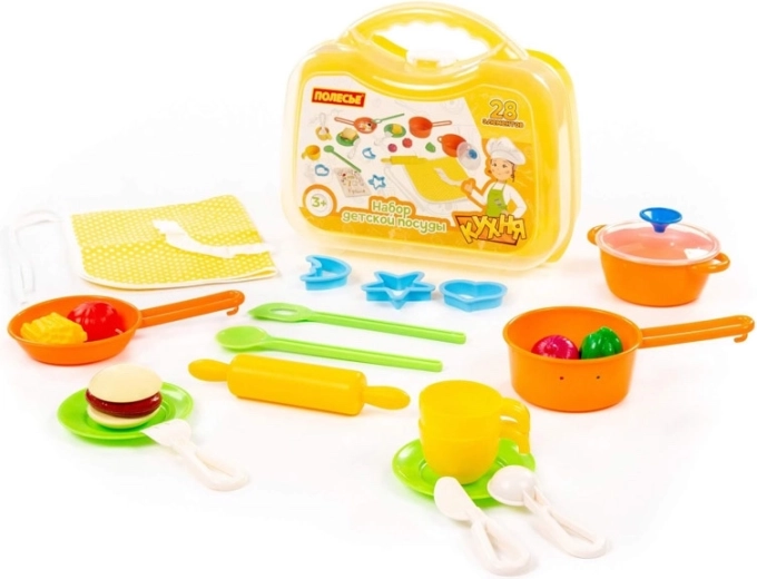 Vaikiškų indų rinkinys su maisto produktais, 28 vnt.
