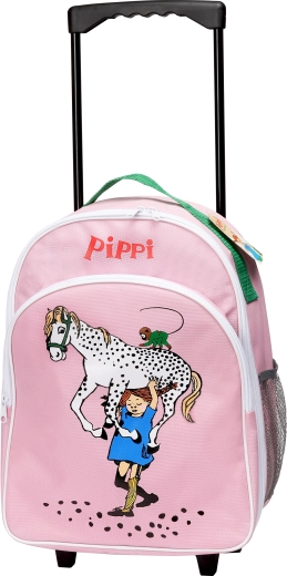 Rožinis vaikiškas lagaminas ant ratukų Pippi
