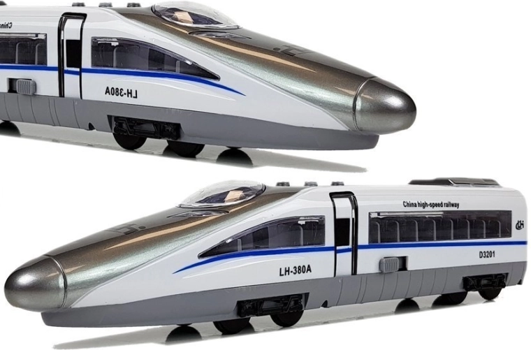 Pendolino traukinys su inerciniu mechanizmu, šviesomis ir garsais – baltas modelis