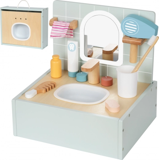 Wooden Bathroom with Toilet Accessories by Tooky Toy