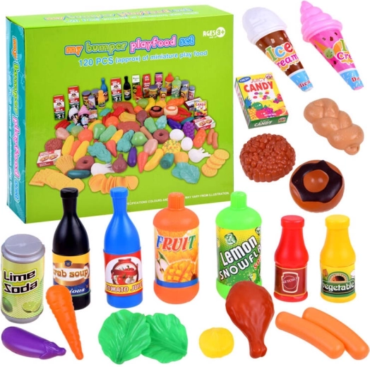 Play Food Set for Children's Kitchen, 120 Pieces