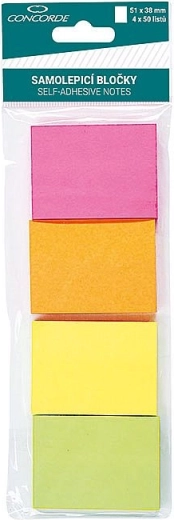 Neoninės lipnios užrašų kortelės 51 × 38 mm, 4 × 50 lapelių