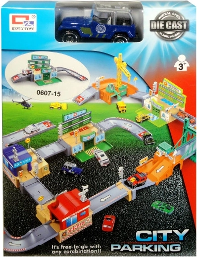 City Parking Lot with Metal Toy Car and Accessories