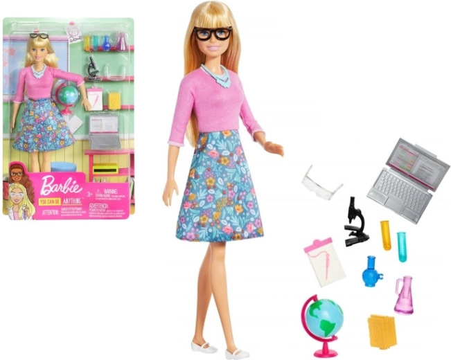 Barbie mokytojos lėlė su nešiojamuoju kompiuteriu