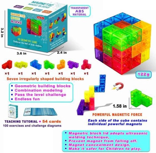 Magnetic construction set – logical magnetic cube, 7 pieces