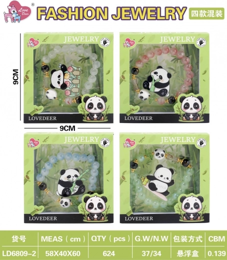 Vaikiškas papuošalų rinkinys su panda – mėlyna apyrankė