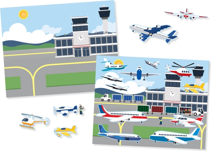 Five themed transportation scenes