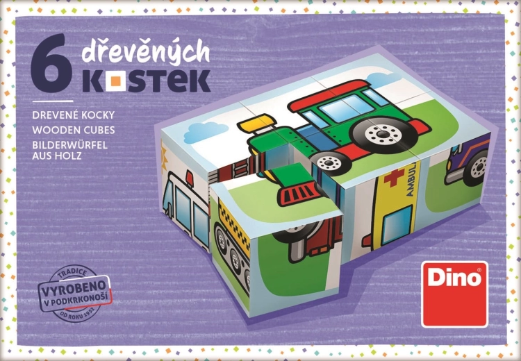 Medinės kaladėlės Transportas – 6 kaladėlės