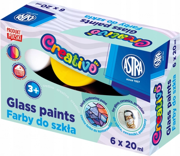 Dažai stiklui ASTRA CREATIVO 6×20 ml