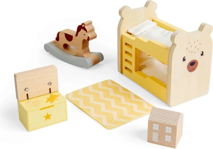Wooden Dollhouse Furniture – Kids’ Room by BIGJIGS TOYS