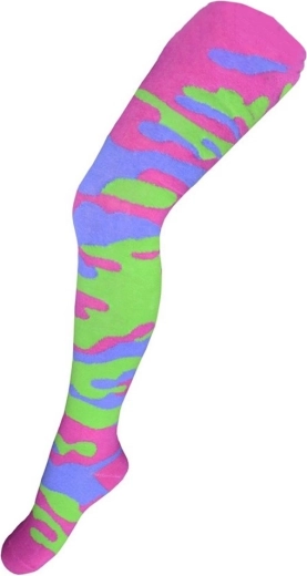 Cotton tights NEW BABY with camo pattern green-pink