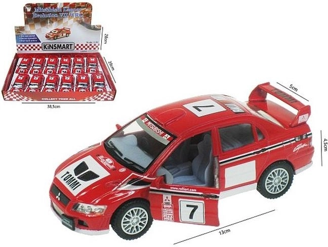 Mitsubishi Lancer Evolution VII WRC metalinis automobiliuko modelis 1:36 su pull-back pavara