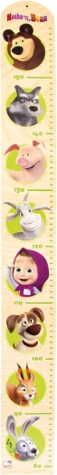 BINO Masha and the Bear children's height chart made of natural wood, up to 160 cm