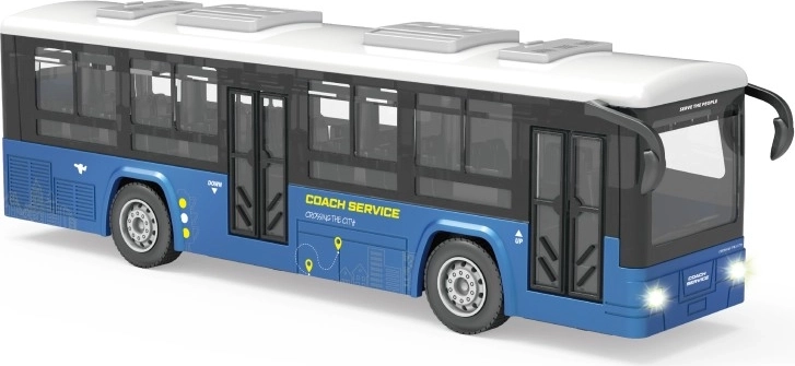 Mėlynas autobusas su šviesos ir garso efektais