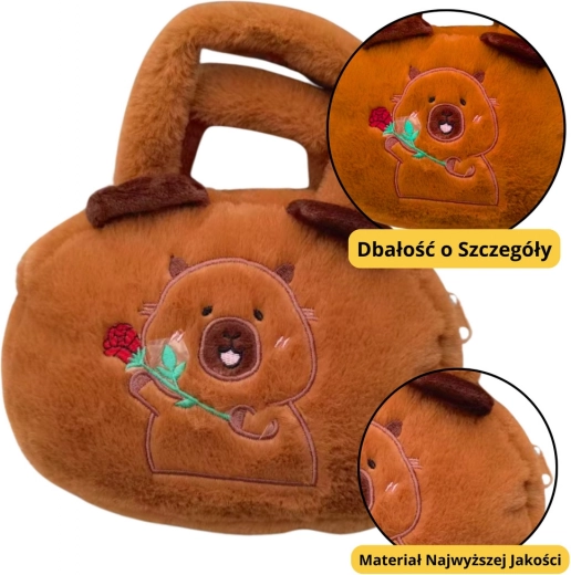 Plush bag with capybara and pink brown 20 cm